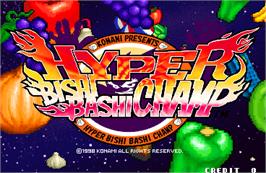 Title screen of Hyper Bishi Bashi Champ on the Arcade.