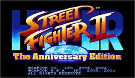Title screen of Hyper Street Fighter 2: The Anniversary Edition on the Arcade.