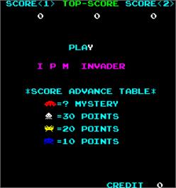 Title screen of IPM Invader on the Arcade.
