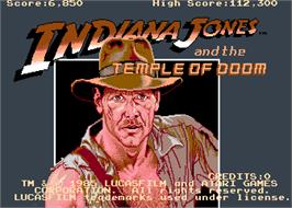 Title screen of Indiana Jones and the Temple of Doom on the Arcade.