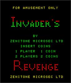 Title screen of Invader's Revenge on the Arcade.