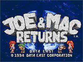 Title screen of Joe & Mac Returns on the Arcade.