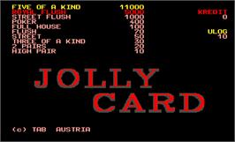 Title screen of Jolly Card Professional 2.0 on the Arcade.