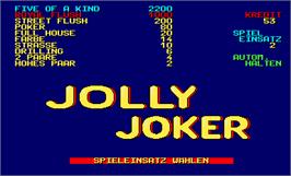 Title screen of Jolly Joker on the Arcade.