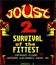 Title screen of Joust 2 - Survival of the Fittest on the Arcade.