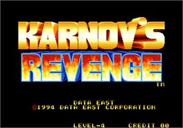 Title screen of Karnov's Revenge / Fighter's History Dynamite on the Arcade.