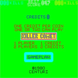 Title screen of Killer Comet on the Arcade.