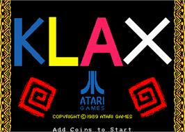 Title screen of Klax on the Arcade.