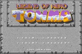 Title screen of Legend of Hero Tonma on the Arcade.