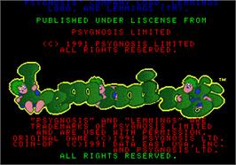 Title screen of Lemmings on the Arcade.