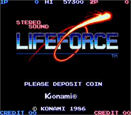 Title screen of Lifeforce on the Arcade.