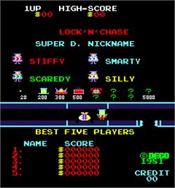 Title screen of Lock'n'Chase on the Arcade.