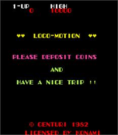 Title screen of Loco-Motion on the Arcade.