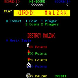 Title screen of Malzak II on the Arcade.