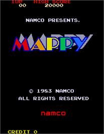 Title screen of Mappy on the Arcade.