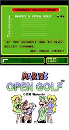 Title screen of Mario's Open Golf on the Arcade.