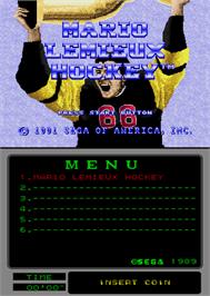 Title screen of Mario Lemieux Hockey on the Arcade.