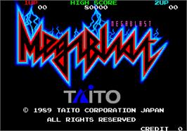 Title screen of Mega Blast on the Arcade.