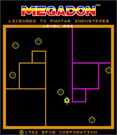 Title screen of Megadon on the Arcade.