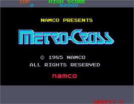 Title screen of Metro-Cross on the Arcade.