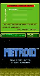 Title screen of Metroid on the Arcade.