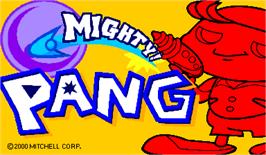 Title screen of Mighty! Pang on the Arcade.
