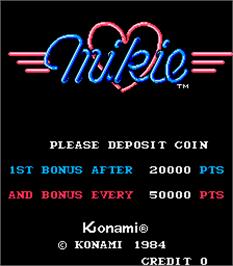 Title screen of Mikie on the Arcade.