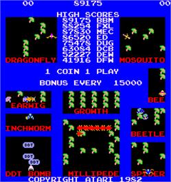 Title screen of Millipede on the Arcade.