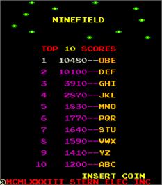 Title screen of Minefield on the Arcade.