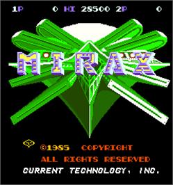 Title screen of Mirax on the Arcade.