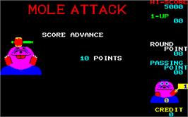 Title screen of Mole Attack on the Arcade.
