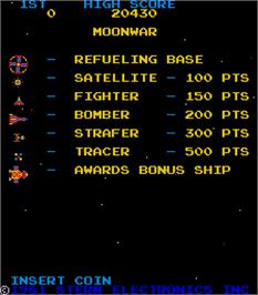 Title screen of Moonwar on the Arcade.