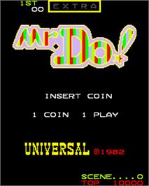 Title screen of Mr. Do! on the Arcade.