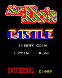 Title screen of Mr. Do's Castle on the Arcade.