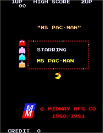 Title screen of Ms. Pac Attack on the Arcade.
