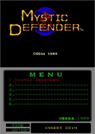 Title screen of Mystic Defender on the Arcade.
