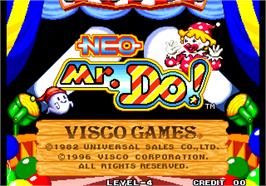 Title screen of Neo Mr. Do! on the Arcade.