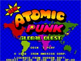 Title screen of New Atomic Punk - Global Quest on the Arcade.