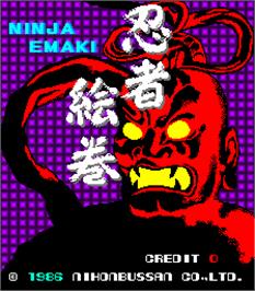 Title screen of Ninja Emaki on the Arcade.