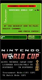 Title screen of Nintendo World Cup on the Arcade.