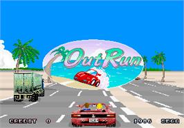 Title screen of Out Run on the Arcade.
