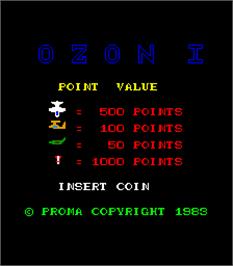 Title screen of Ozon I on the Arcade.