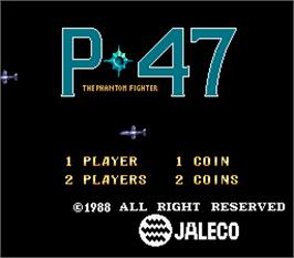 Title screen of P-47 - The Phantom Fighter on the Arcade.