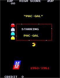 Title screen of Pac-Gal on the Arcade.