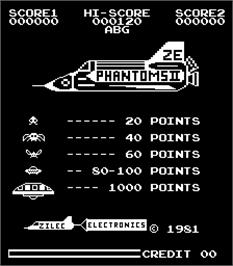 Title screen of Phantoms II on the Arcade.