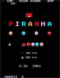 Title screen of Piranha on the Arcade.
