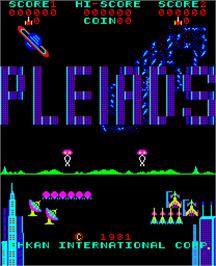 Title screen of Pleiads on the Arcade.