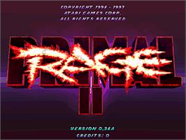 Title screen of Primal Rage 2 on the Arcade.
