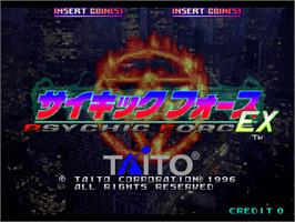 Title screen of Psychic Force EX on the Arcade.