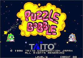 Title screen of Puzzle Bobble / Bust-A-Move on the Arcade.